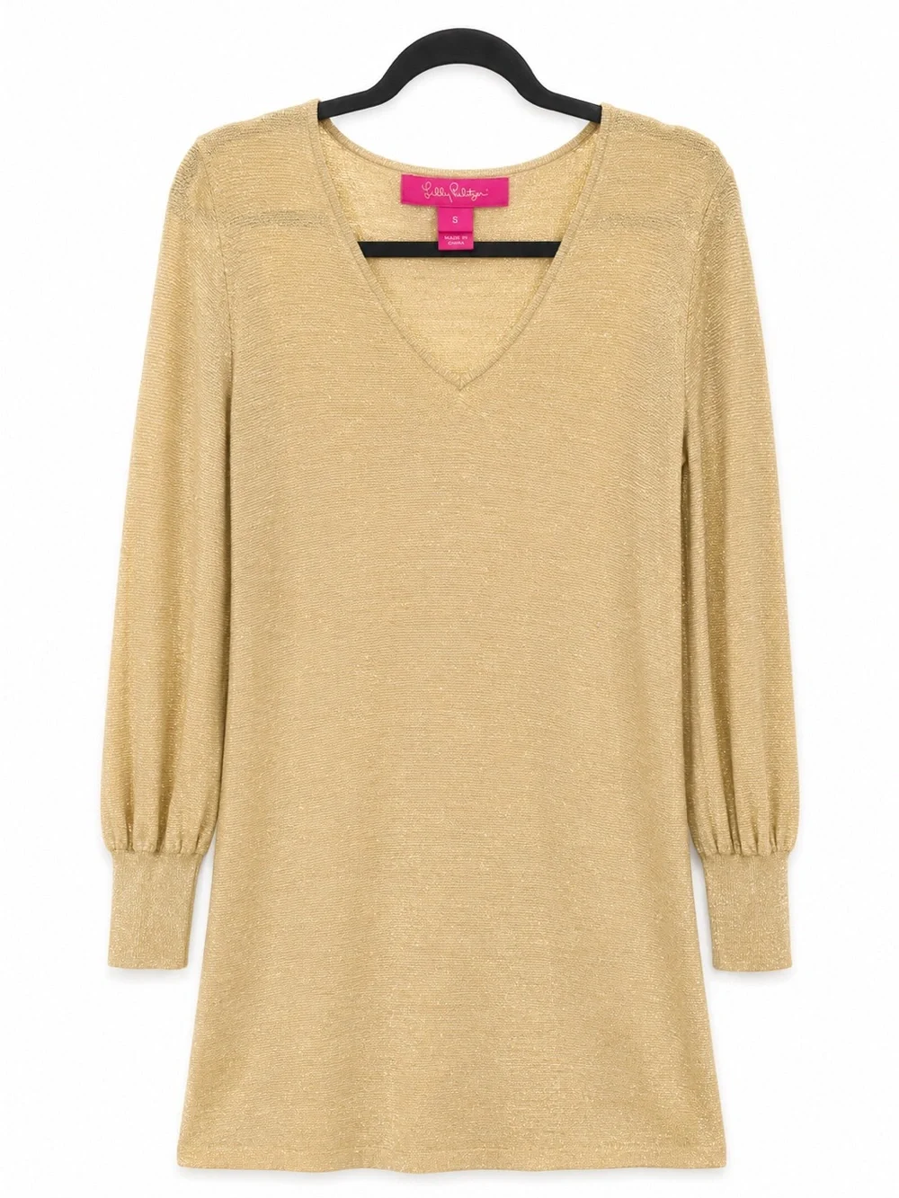 Lilly Pulitzer Sariya Long Sleeve Sweater Dress Tan Gold Small - Picture 1 of 4